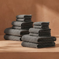 Set of two white Sedona waffle towels from Italic for home bath use, featuring textured waffle weave fabric.