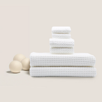 Set of two white Sedona Waffle Towels by Italic, soft home bath washcloths with textured waffle weave design.