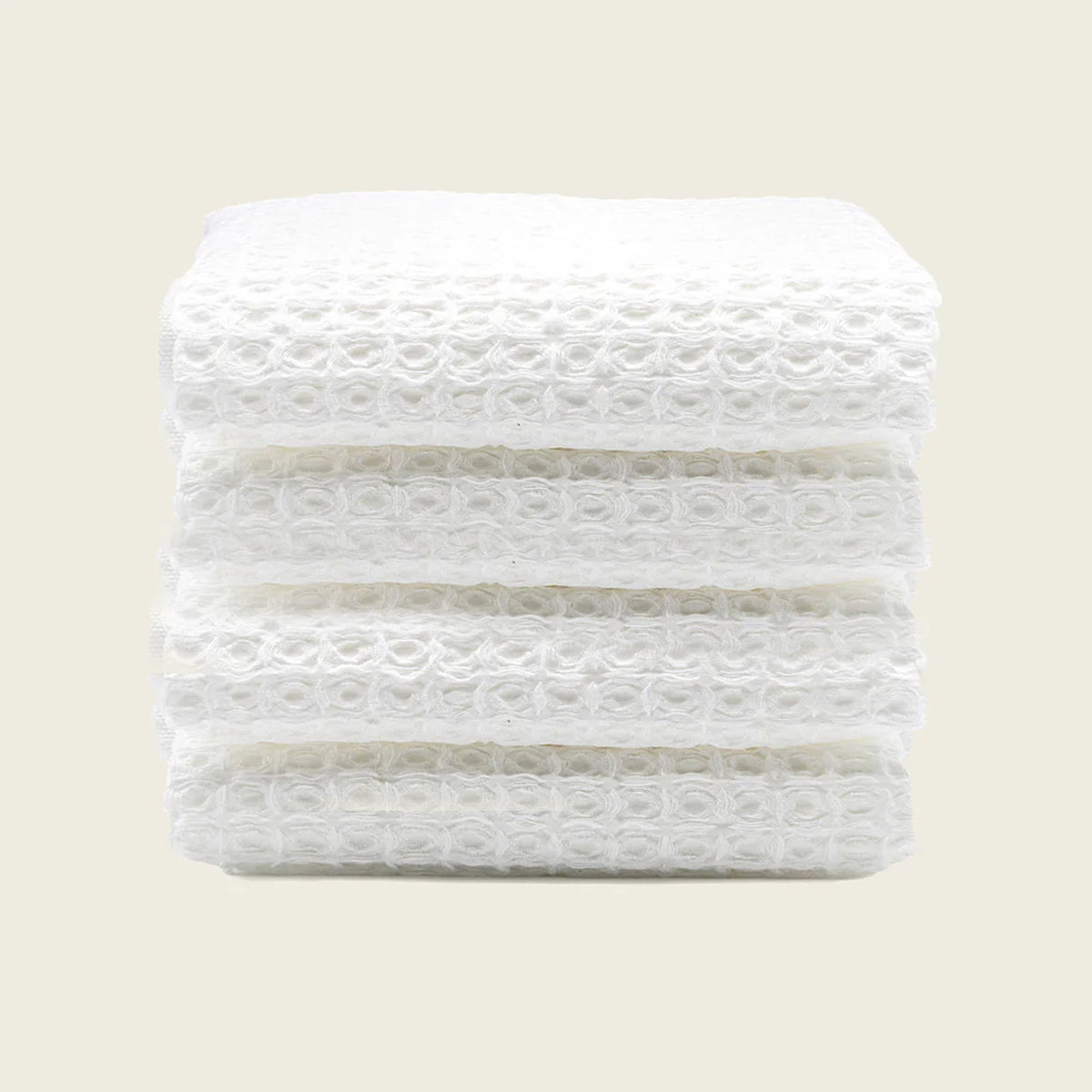 Set of two white Sedona waffle bath towels by Italic, soft and absorbent home bath linen with textured waffle pattern.