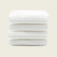 Set of two white Sedona waffle bath towels by Italic, soft and absorbent home bath linen with textured waffle pattern.