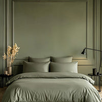 Blue and white Luxe Australian Sateen Bedding Bundle by Italic, twin size, with smooth, luxurious satin finish and elegant bedding design.