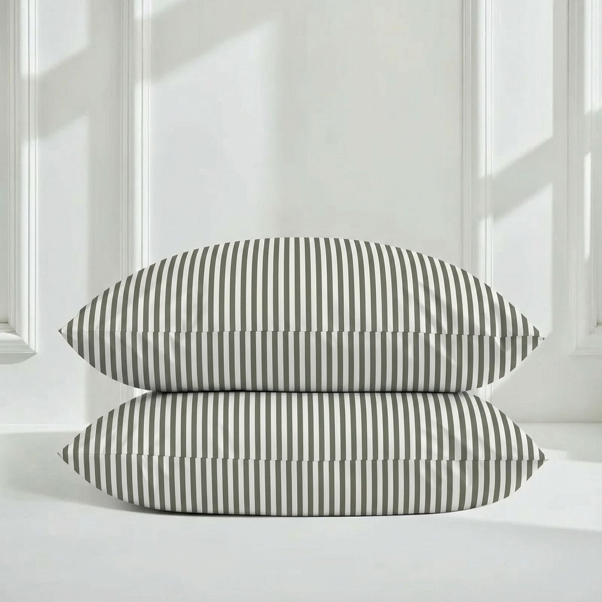 Blue and white Luxe Australian Sateen Bedding Bundle by Italic on a bed, showcasing smooth, luxurious satin fabric in a home bedroom setting.