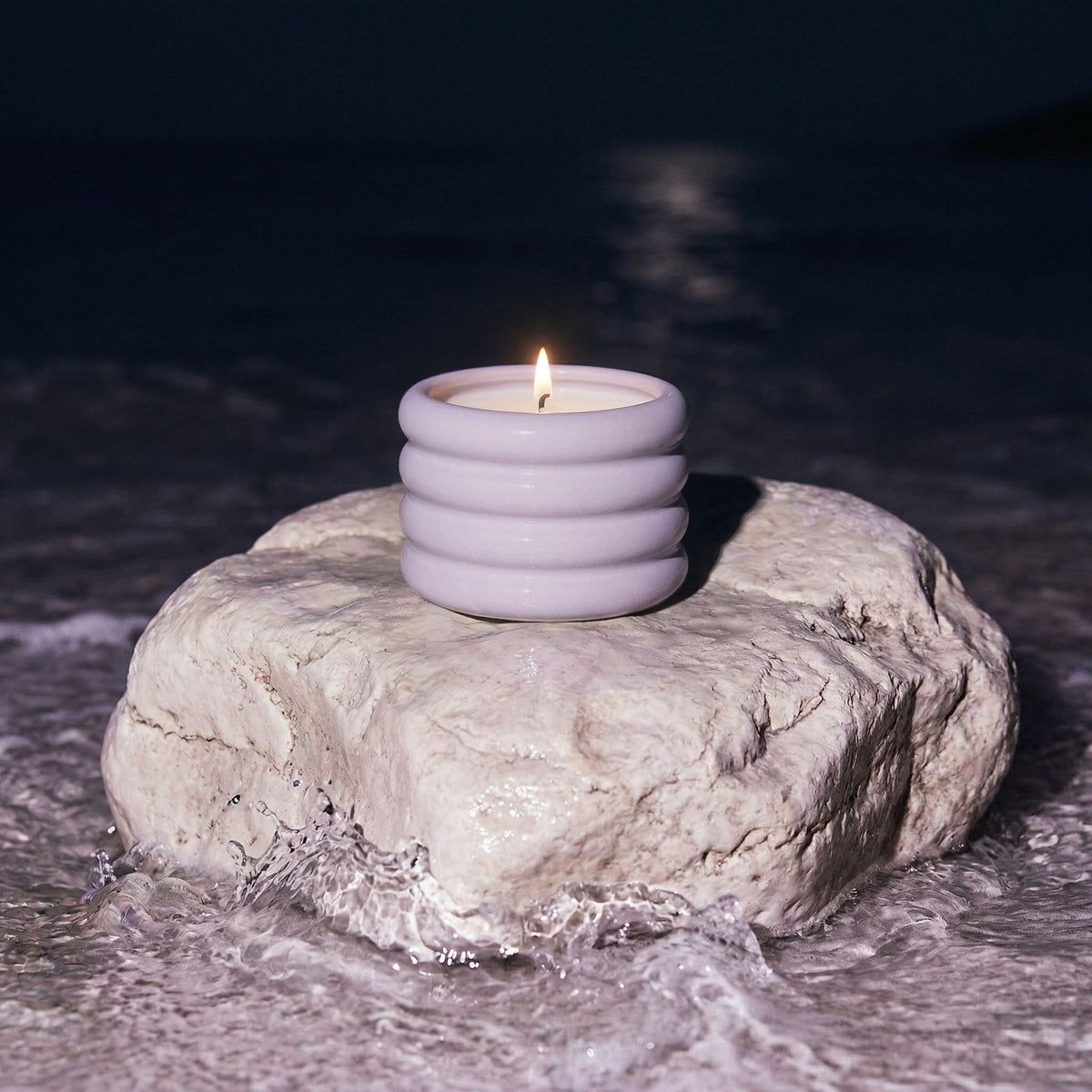 Italic Matcha Bloom ceramic candle in a white ceramic holder with a subtle floral design, perfect for home decor and ambiance.