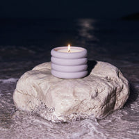 Italic Matcha Bloom ceramic candle in a white ceramic holder with a subtle floral design, perfect for home decor and ambiance.