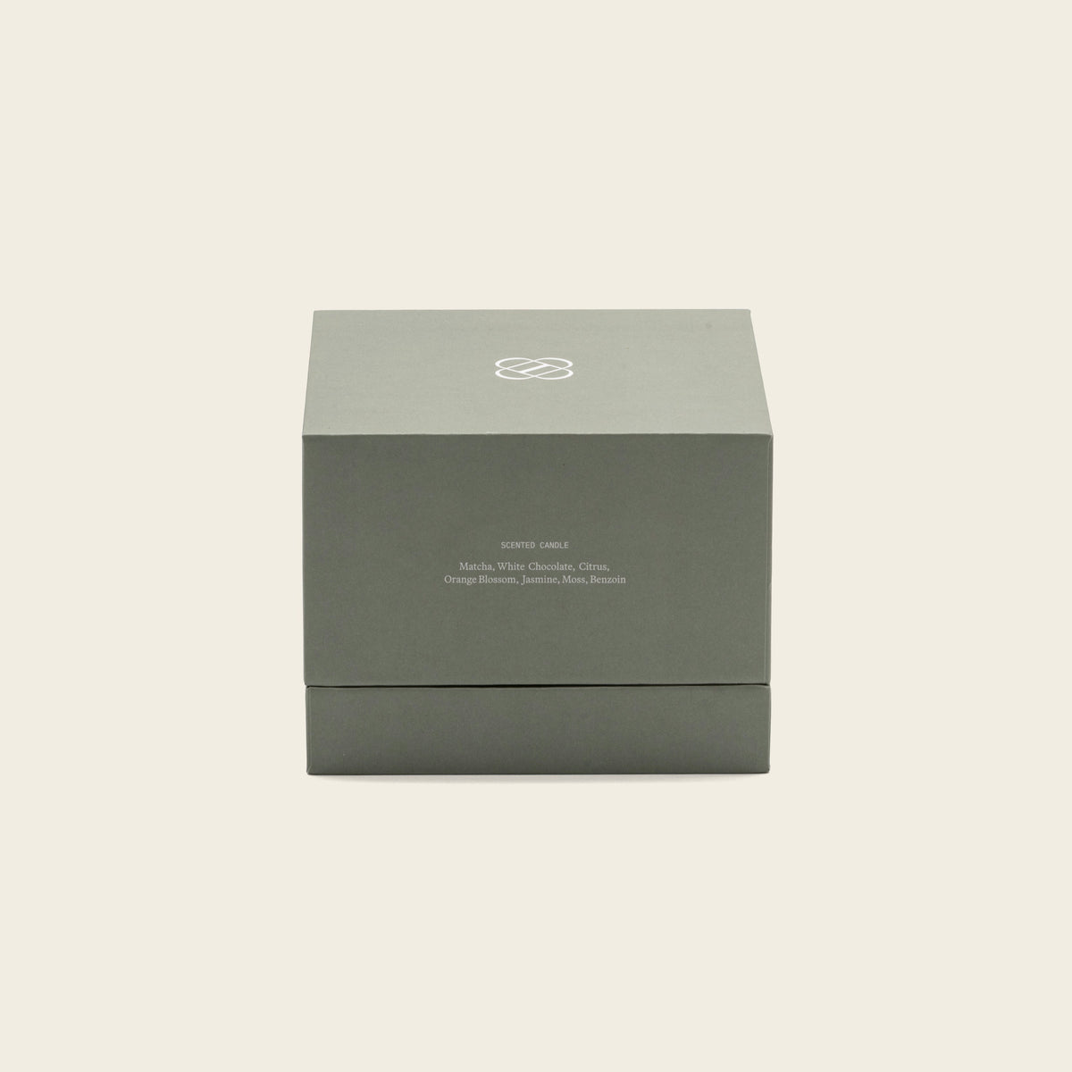 Italic Matcha Bloom ceramic candle in a white ceramic holder with a textured design, unlit and ready for use.