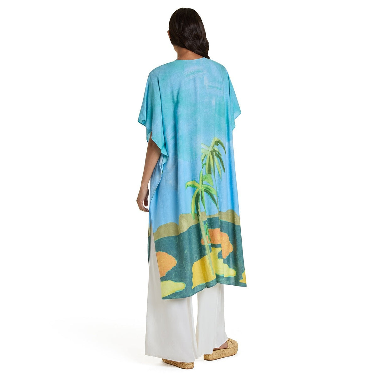 Women's Kimono Jacket from Jamsworld Costa Del Sol collection, lightweight cover-up with vibrant tropical print.