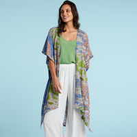 Women's kimono jacket with fishing float pattern, lightweight cover-up, stylish summer wear by jamsworld.com