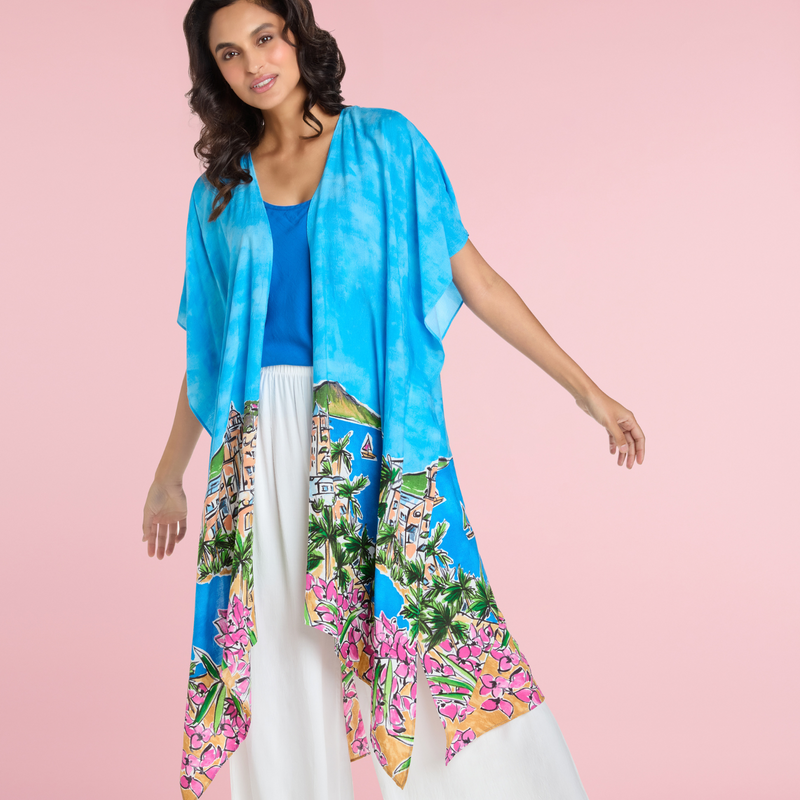 Royal Resort Kimono Jacket for women, stylish cover-up from Jamsworld with vibrant design and comfortable fit.