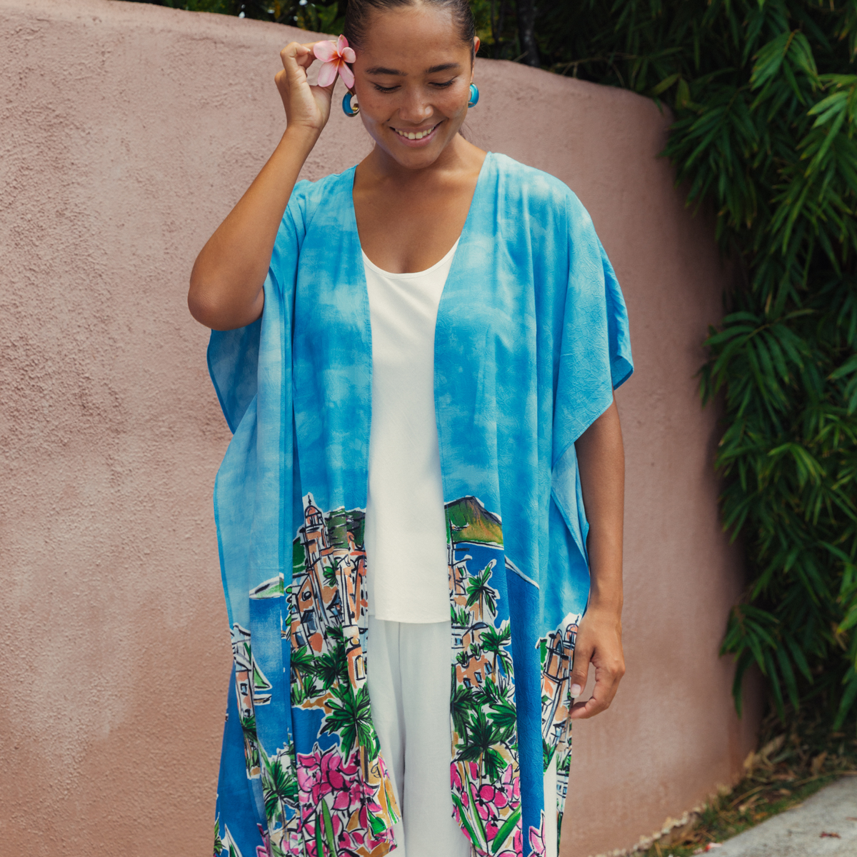 Royal Resort kimono jacket from Jamsworld women's cover-up collection, featuring a vibrant, flowy design and lightweight fabric.