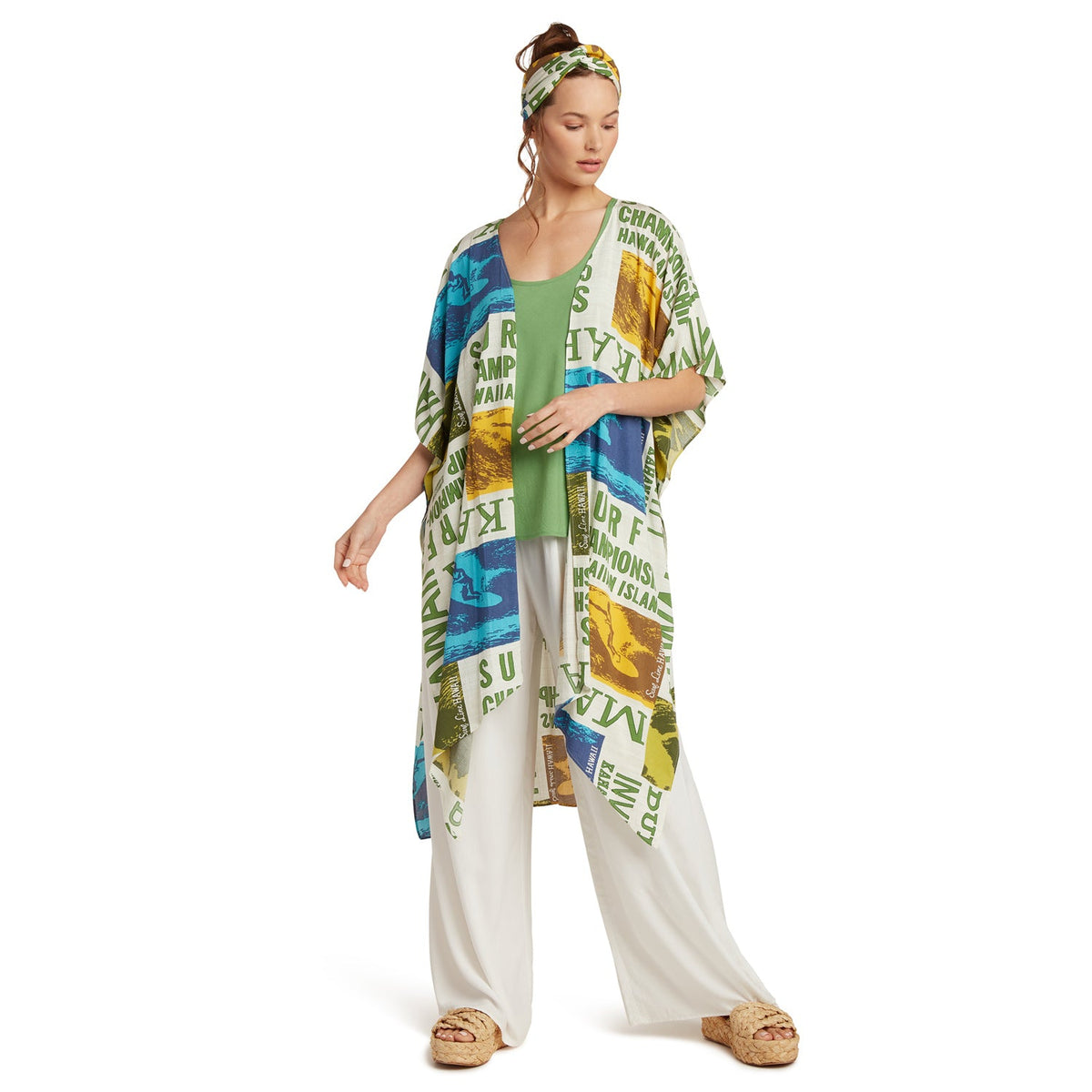White Kimono Jacket from Jamsworld Surf Contest collection, women's cover up with a relaxed fit and stylish design.