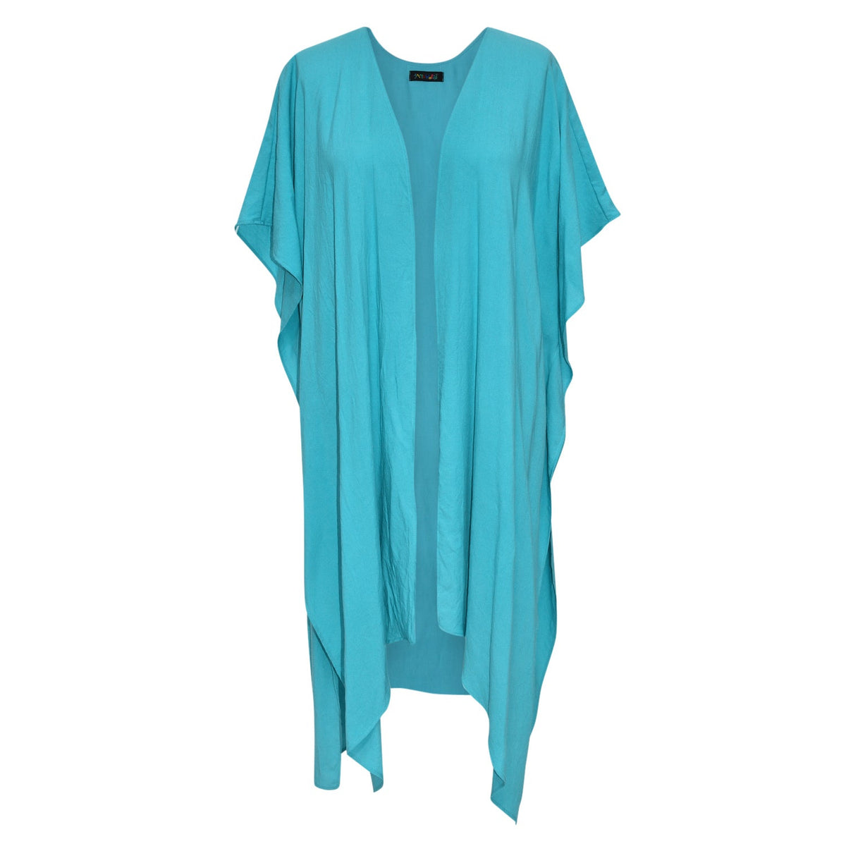 Ocean-colored solid kimono jacket for women, stylish cover-up with a relaxed fit, by jamsworld.com.