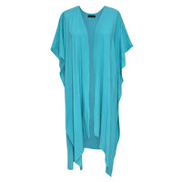 Solid ocean-colored kimono jacket from Jamsworld women's cover-up collection, featuring a relaxed fit and lightweight fabric.