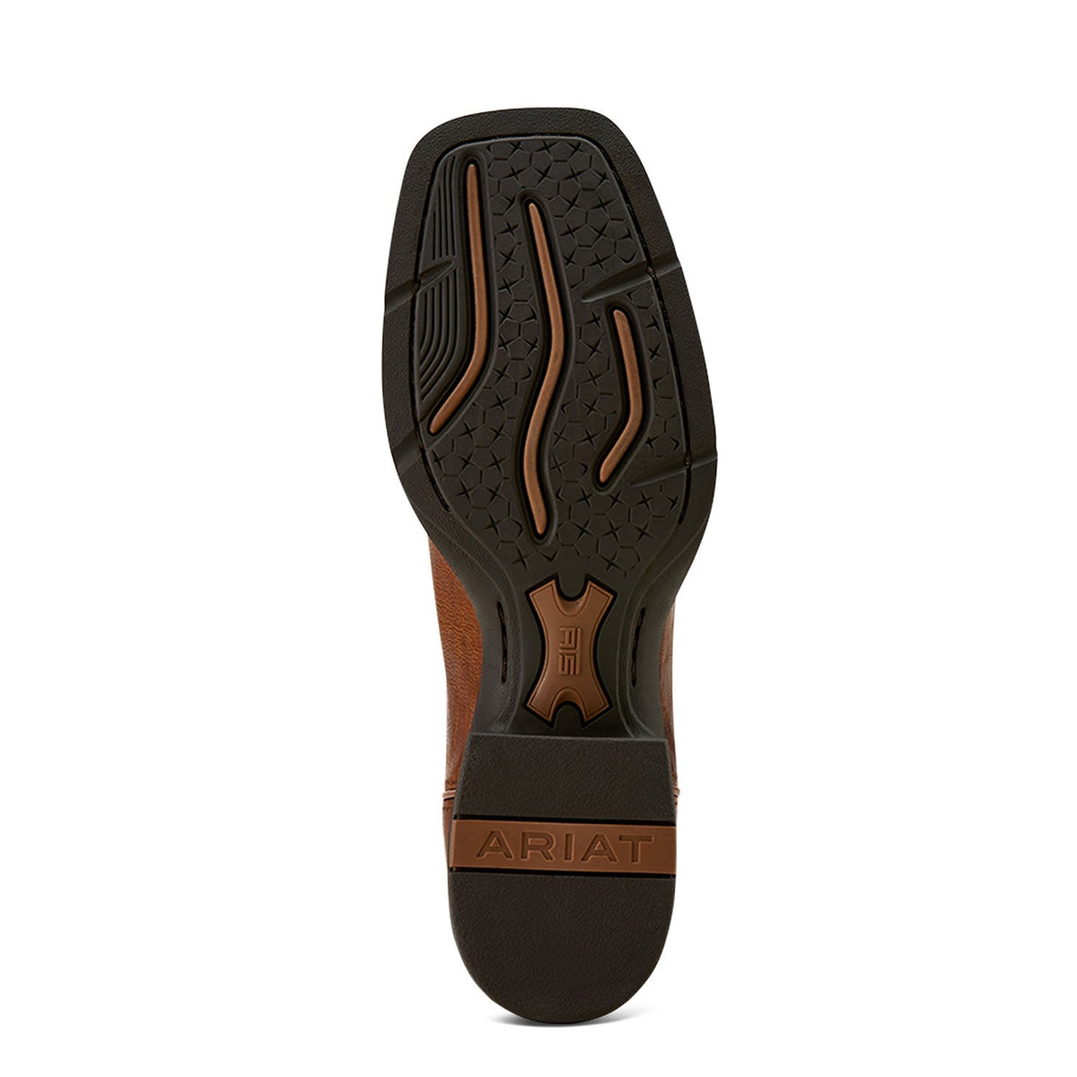 Ariat Women's Round Up Wide Square Toe Western Boot with StretchFit design, brown leather, and Western-style stitching.