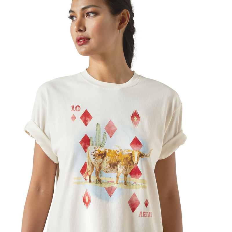 Ariat Women's Ranch Graphic T-Shirt featuring a western-inspired design, casual fit, and soft fabric for comfortable wear.