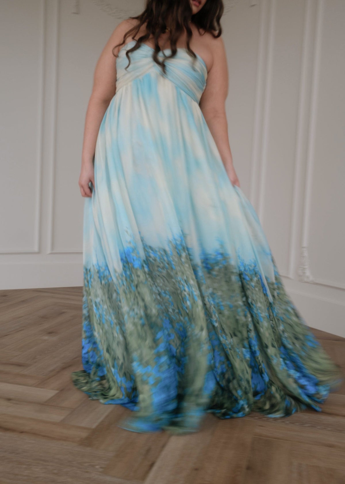 Blue Kimberly Dress by JessaKae featuring a flowy silhouette and elegant design, perfect for casual or semi-formal occasions.