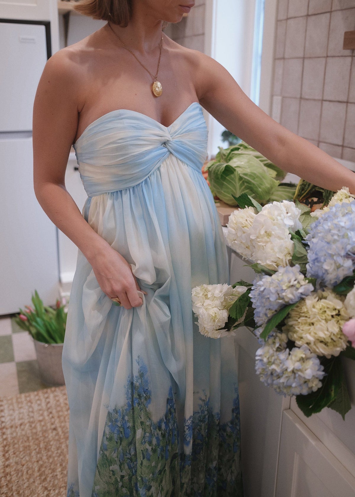 Blue Kimberly Dress by JessaKae featuring a flowing design and sleeveless style, perfect for casual or semi-formal occasions.