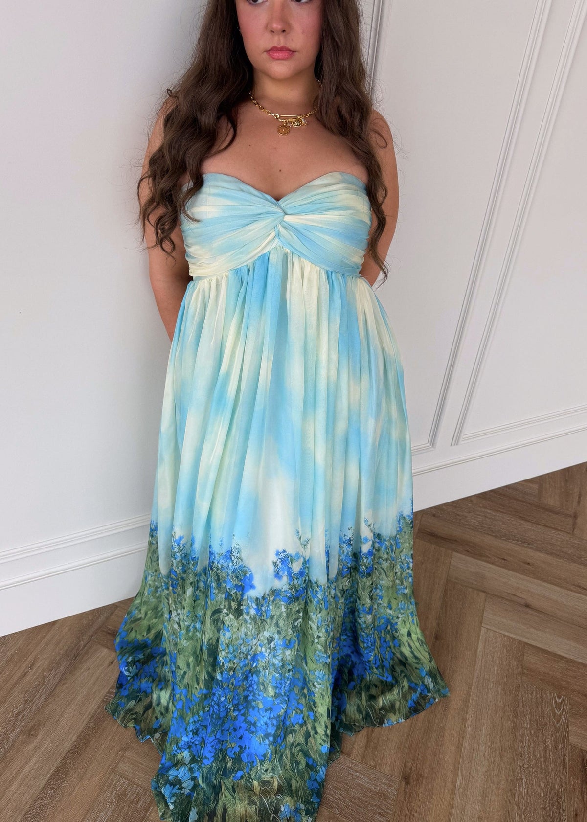 Blue Kimberly Dress by JessaKae, featuring a stylish, flowy design perfect for casual or semi-formal occasions.