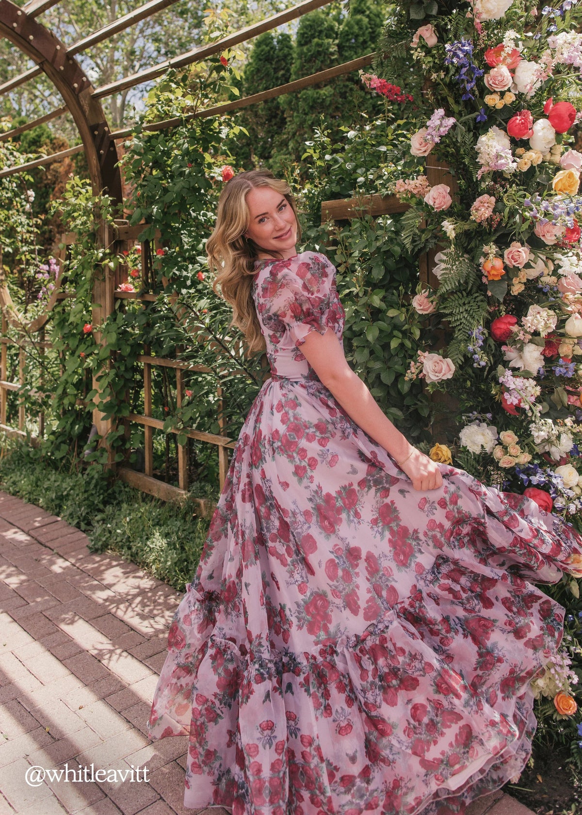 Lavender Cordelia Dress by JessaKae, featuring a flowy silhouette and floral rose pattern, shown in size XXS.