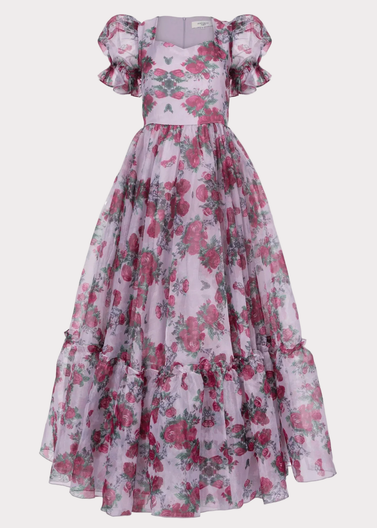 Lavender Cordelia Dress by JessaKae featuring a flowy fabric and elegant design, displayed on a hanger.