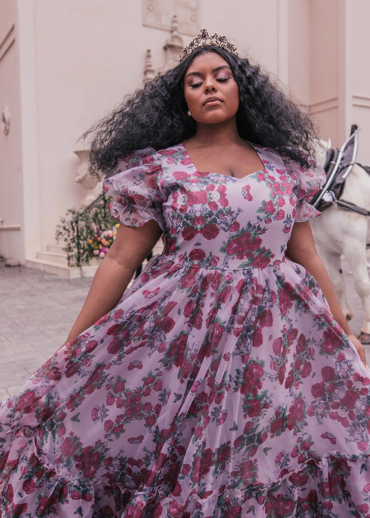 Lavender Cordelia Dress by JessaKae, featuring a flowy fabric, floral pattern, and feminine silhouette, designed for elegant wear.