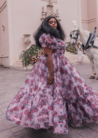 Lavender Cordelia Dress by JessaKae, featuring a flowy silhouette and floral details, shown in size XXS.