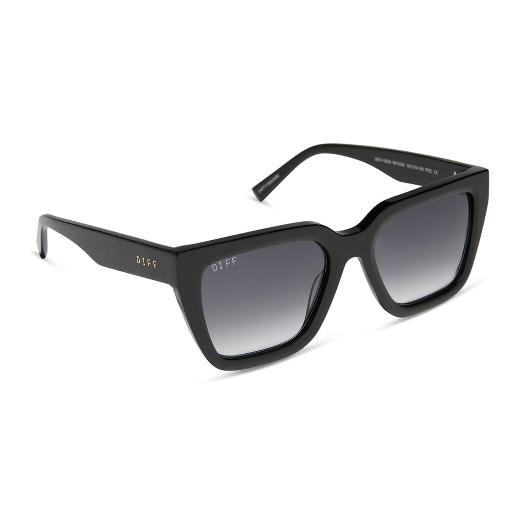 Amara by DIFF polarized sunglasses with black frames and dark tinted lenses, designed for stylish eye protection.