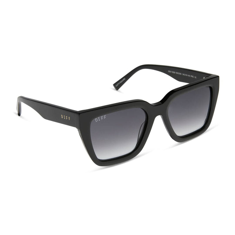 Amara by DIFF polarized sunglasses with black frames and dark tinted lenses, designed for stylish eye protection.
