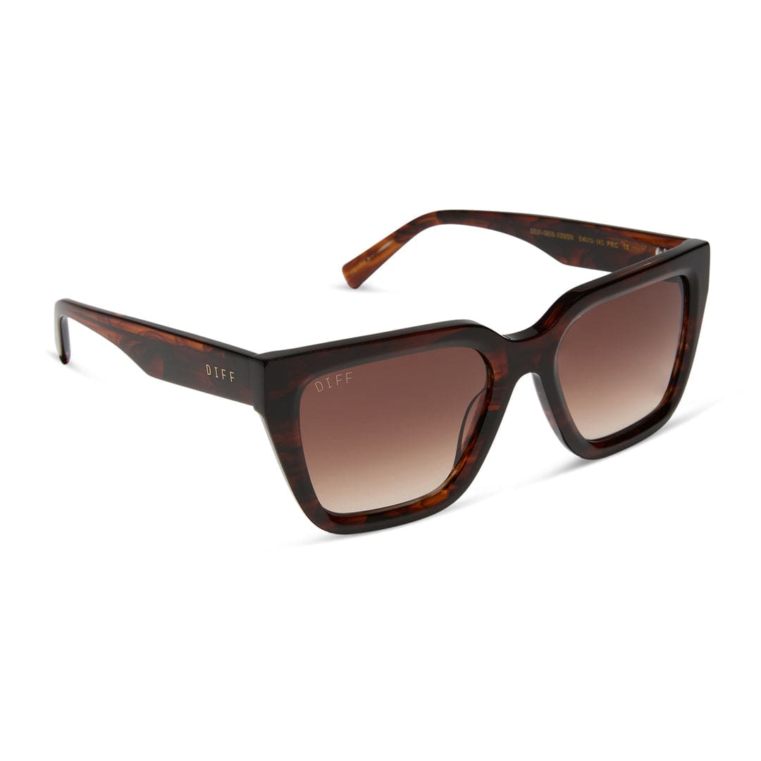 Amara by DIFF polarized sunglasses with tortoise frame and dark lenses, featuring stylish design and UV protection.