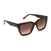 Amara by DIFF polarized sunglasses with tortoise frame and dark lenses, featuring stylish design and UV protection.