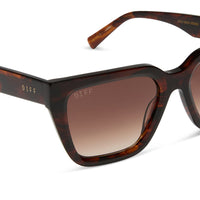 Amara by DIFF polarized sunglasses with black frames and dark tinted lenses, stylish eyewear for sun protection.