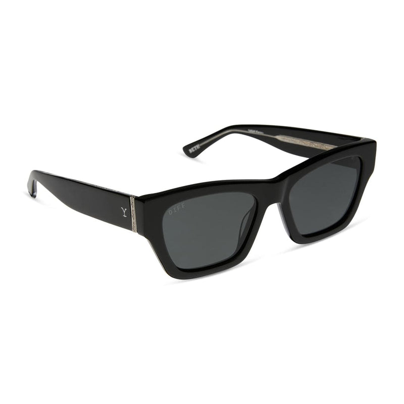 Black Beth II polarized sunglasses by DIFF x Yellowstone with sleek frame and tinted lenses, designed for stylish sun protection.