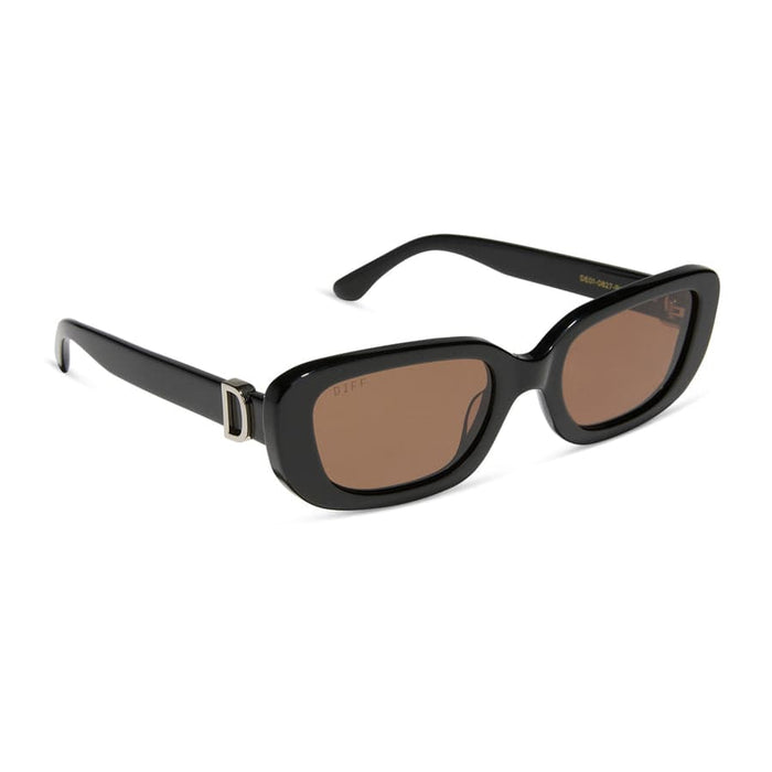 Black Daphne polarized sunglasses by DIFF featuring sleek frames and tinted lenses, perfect for stylish sun protection.