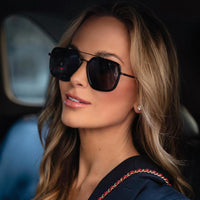 Jordan by DIFF polarized sunglasses with black frames and dark tinted lenses, stylish and protective eyewear.