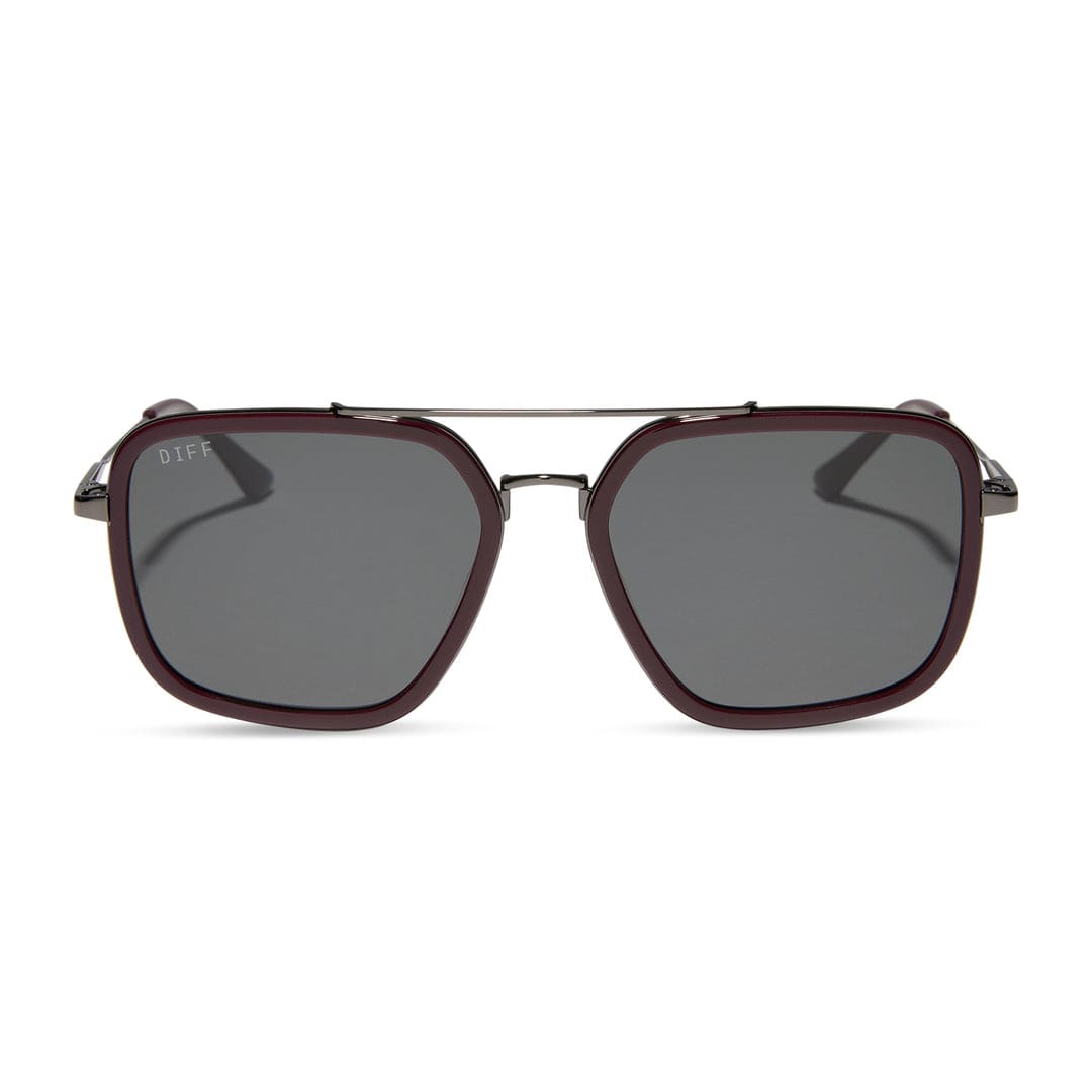 Jordan by DIFF polarized sunglasses with cherry-colored frames and dark lenses, stylish eyewear for sun protection.