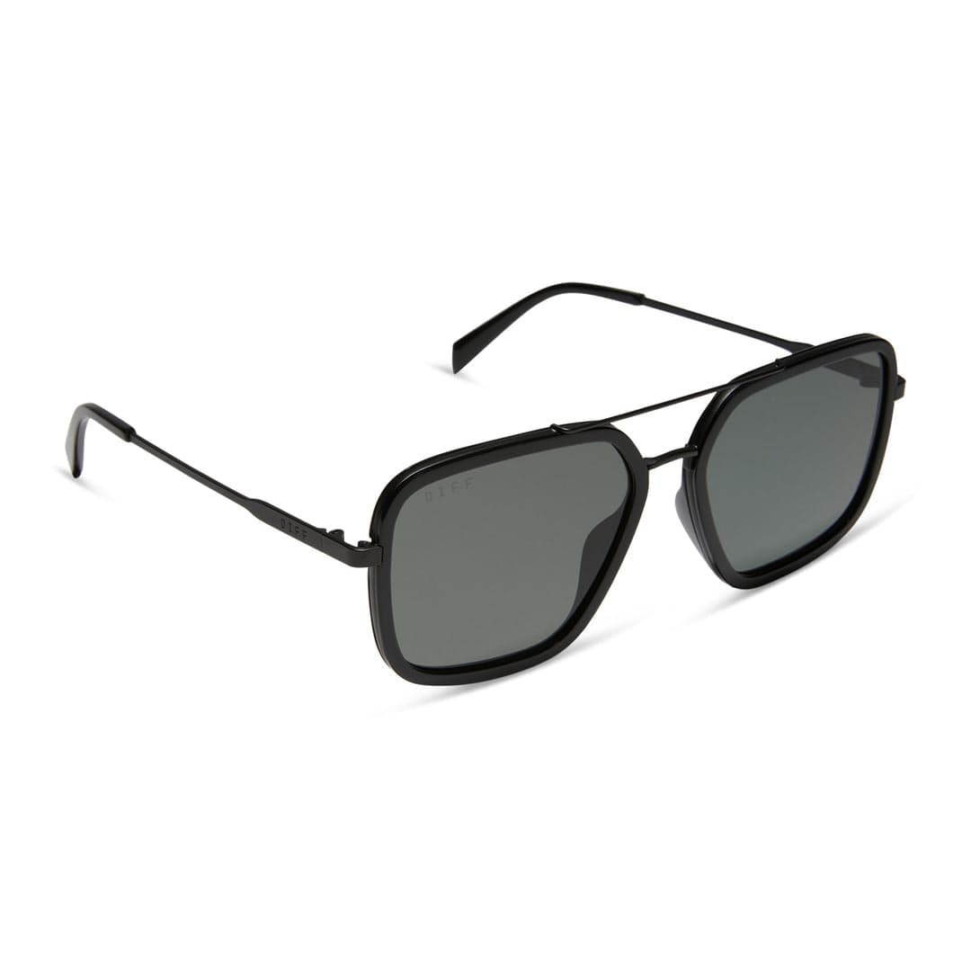 Jordan by DIFF polarized sunglasses with black frames and dark lenses, featuring a sleek, modern design.