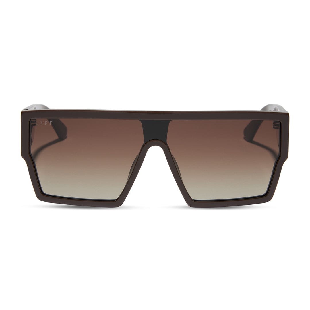 Electra by Diff sunglasses with truffle gradient lenses and stylish black frames, designed for a fashionable look.