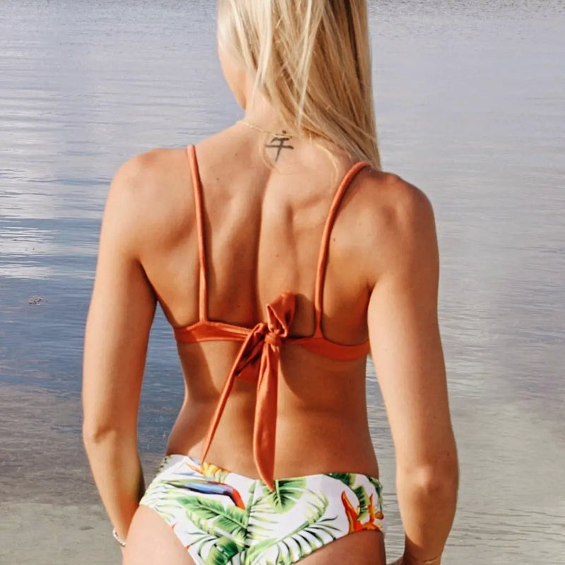 Women's Beach Bay Triangle Top by Kadan Swimwear the Label, featuring a stylish triangle swim top in vibrant beach-ready colors.