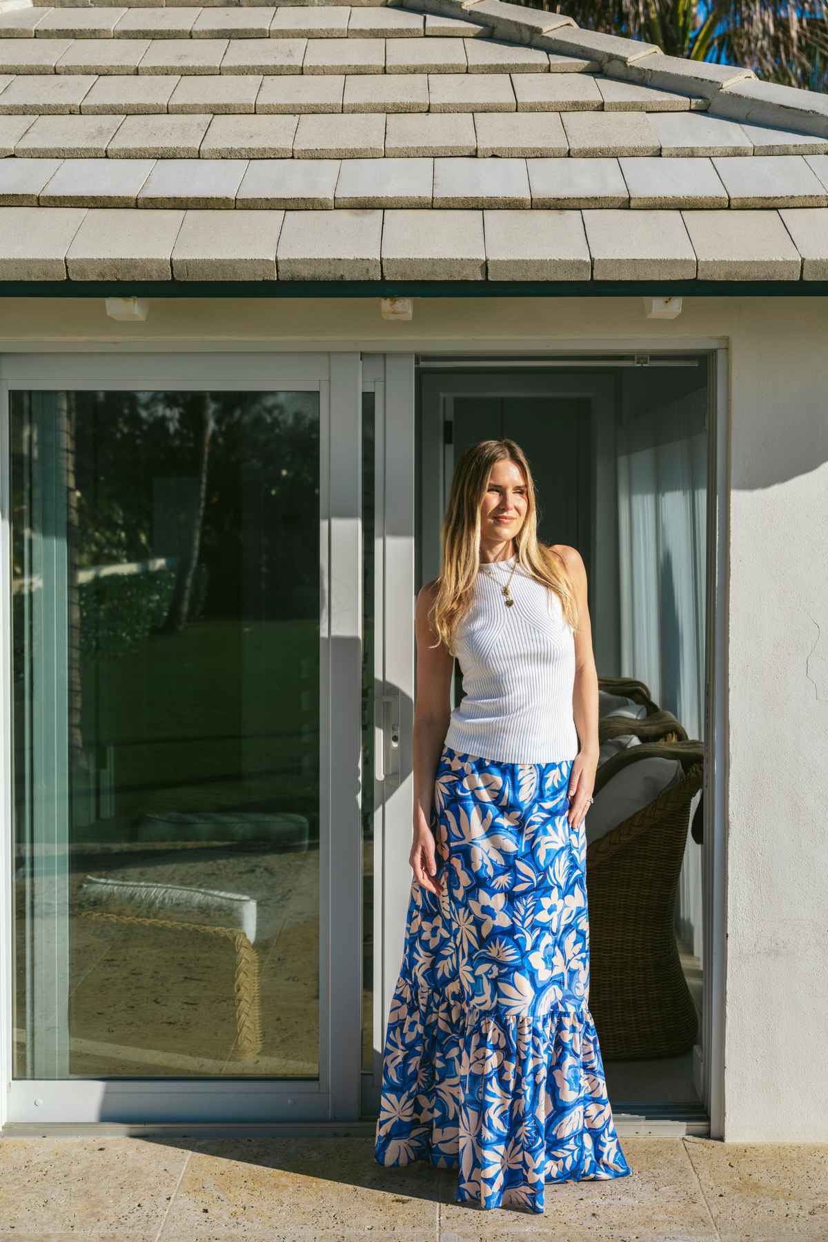 Kahora Palm Beach Lizzie Linen Skirt in natural linen fabric, showcasing a flowy, stylish design perfect for warm weather.