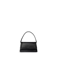 Black leather mini crossbody handbag by Kila Siku, featuring a sleek design with adjustable strap and compact style.