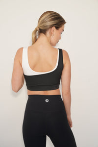 KIMITH BRAND I Am Evolving colorblock quick-dry black bra with supportive design and smooth fabric for comfortable wear.