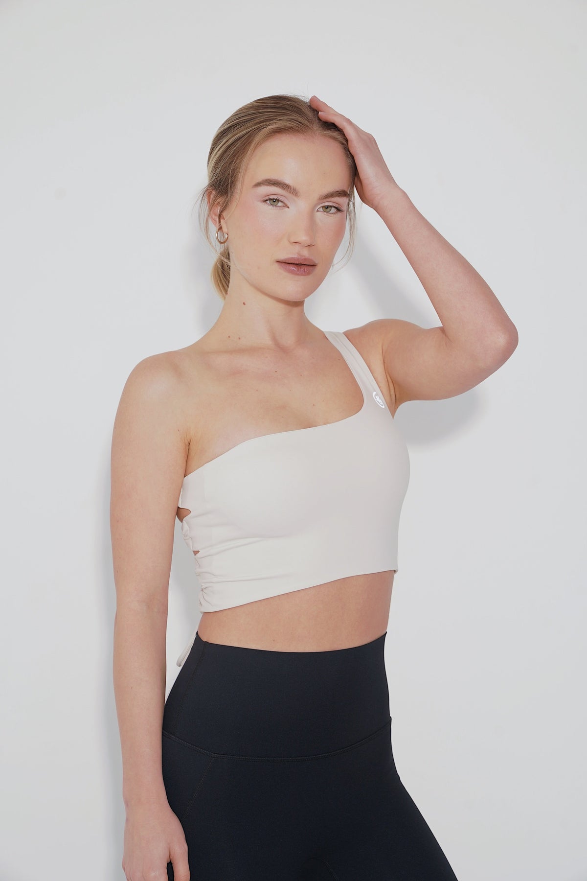 KIMITH BRAND ivory tie-up bra with adjustable straps and lace detailing, designed for comfort and style.