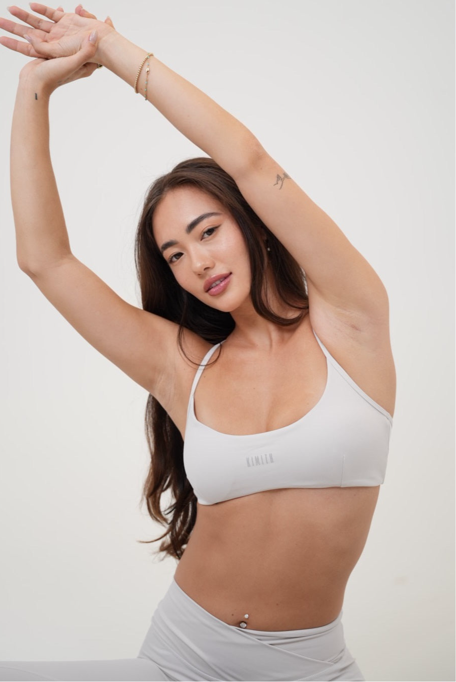 KIMITH BRAND My Time Is Divine Lime White cross-back butter soft bra, comfortable and supportive lingerie with soft fabric.