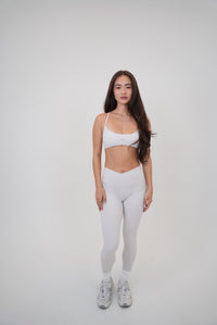 KIMITH BRAND Lime White Cross-Back Butter Soft Bra with adjustable straps and seamless design for comfortable support.