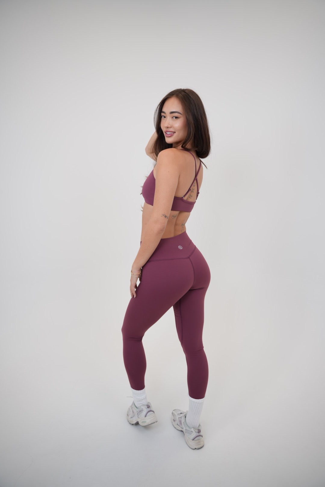 KIMITH BRAND My Time Is Divine Plum cross-back butter soft bra showing smooth fabric and comfortable fit.