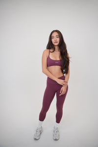 KIMITH BRAND My Time Is Divine Plum cross-back butter soft bra showing smooth fabric and supportive design.