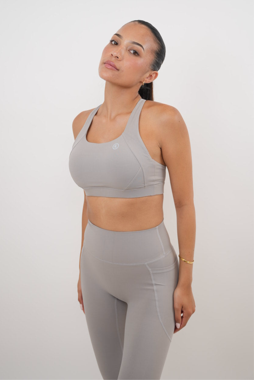 Frosty gray quick-dry butter leggings by KIMITH BRAND, featuring a smooth, stretchy fabric and fitted design for active wear.