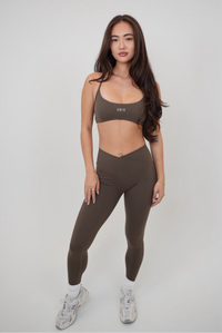 KIMITH BRAND brown sculpt V-waist legging featuring a snug fit and comfortable stretch for stylish activewear.