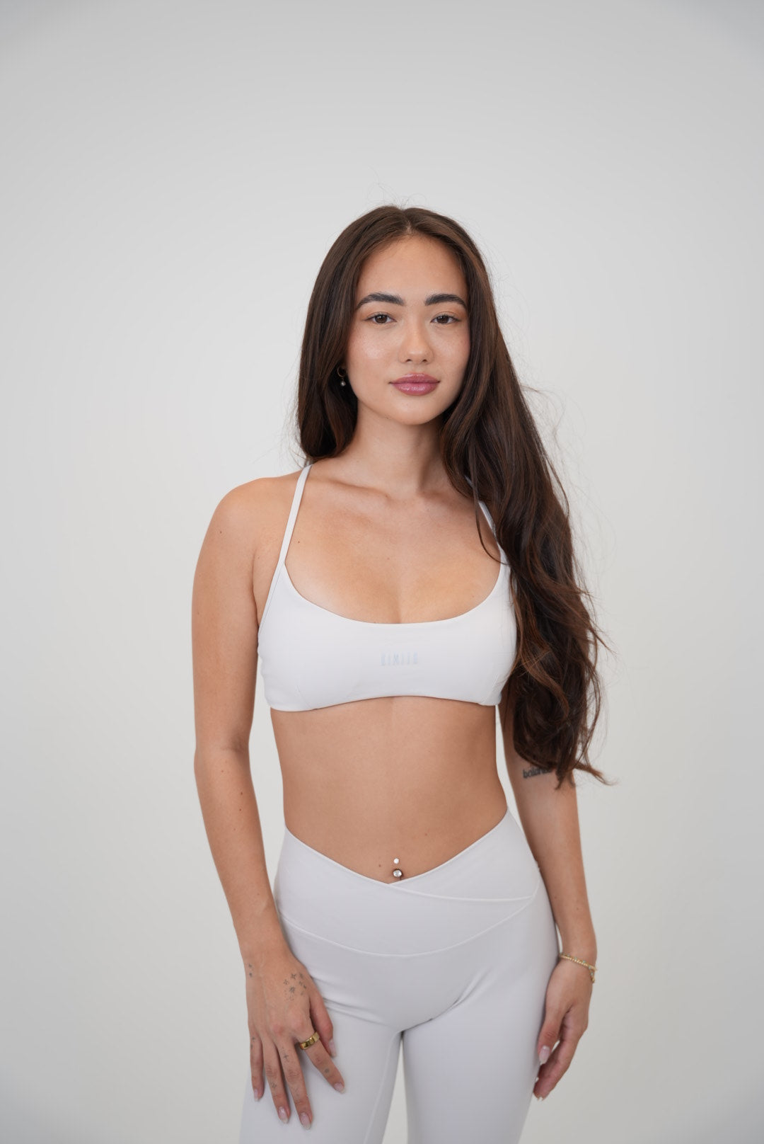 KIMITH BRAND My Time Is Divine Lime White Sculpt V-Waist Legging with high waistband and form-fitting design, showing textured fabric.
