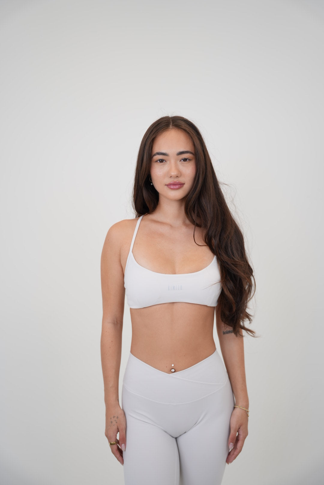 KIMITH BRAND My Time Is Divine Lime White Sculpt V-Waist Legging showing a high-waisted, form-fitting white leggings with lime accents.