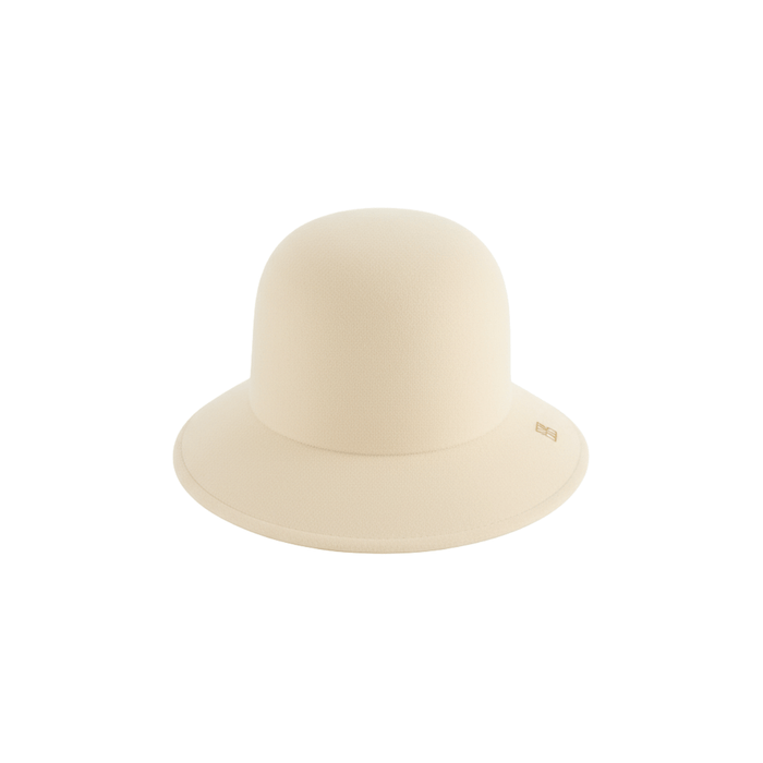 Packable wool bucket hat from KIN THE LABEL's Cozy Collection, shown in black with a wide brim and soft texture.